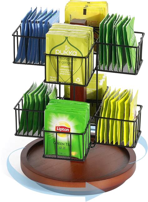 Amazon.com: handrong Tea Organizer for Tea Bags,Spinning Tea Bag Holder ...