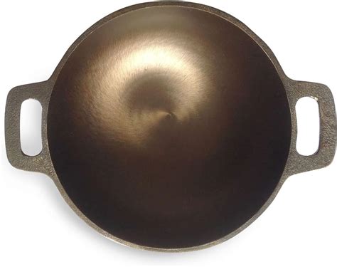 Kichera Pre Seasoned Cast Iron Kadai with 2 Loop Handles (10 Inch) | 2 ...