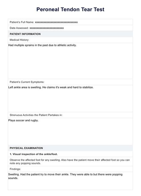 Peroneal Tendon Tear Test & Example | Free PDF Download
