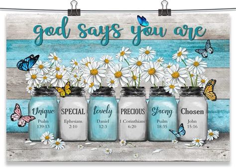 Buy MMJIYH God Says You are Daisy Butterfly Decor - Farmhouse Flowers ...