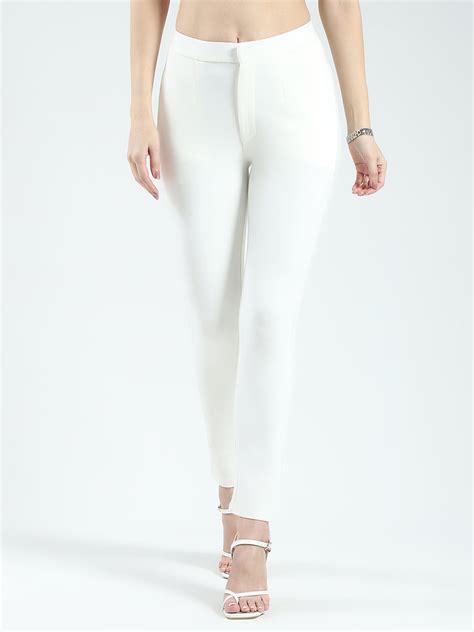 Buy Women White Solid Regular Fit Jegging Online in India - Monte Carlo