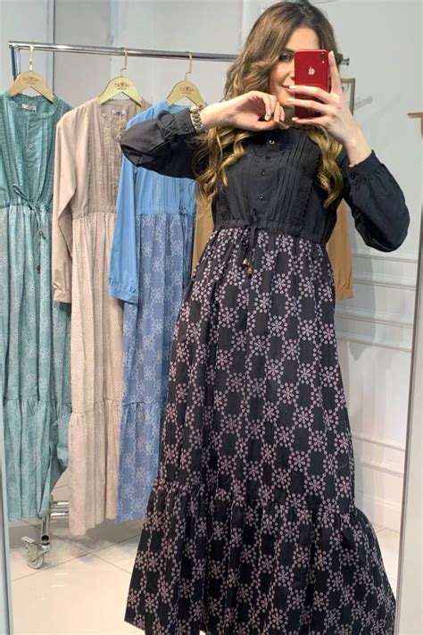 Siyah Oversize Uzun Keten Elbise | Trend Marfa
