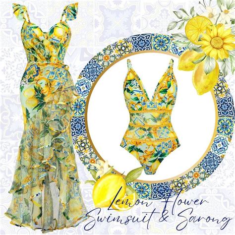 Buy Lemon Spritzer Swimsuit With Ruffled Skirt