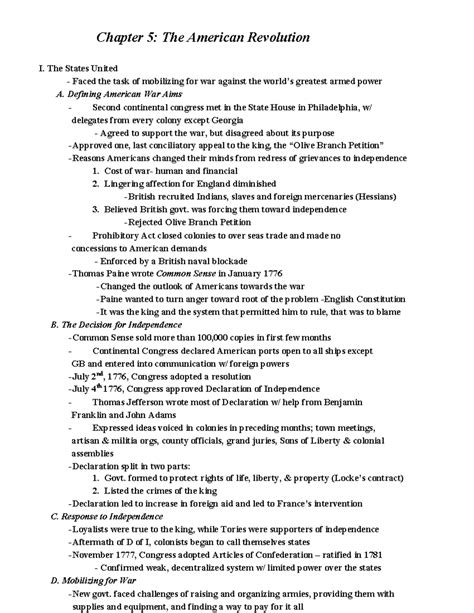 Apush Chapter 5 - American Revolution - Chapter 5: The American ...