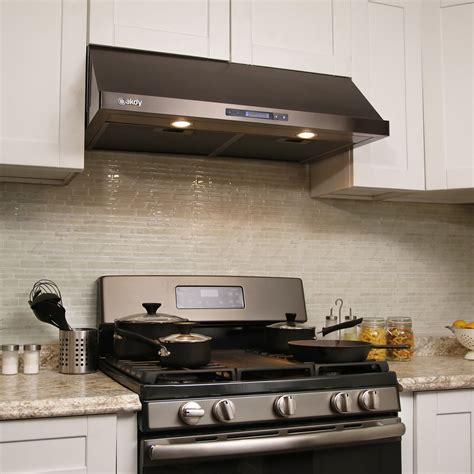 Ductless Range Hood Under Cabinet Black Stainless | Cabinets Matttroy