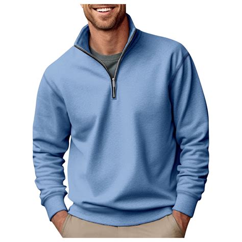Caqnni Men's Sweaters 1/4 Zip Cotton Sweater Pullover Polo Sweaters ...