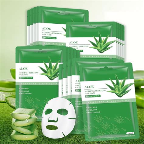 Mooyam Aloe Vera Face Masks Pack Hydrating Soothing Facial Sheet Masks ...