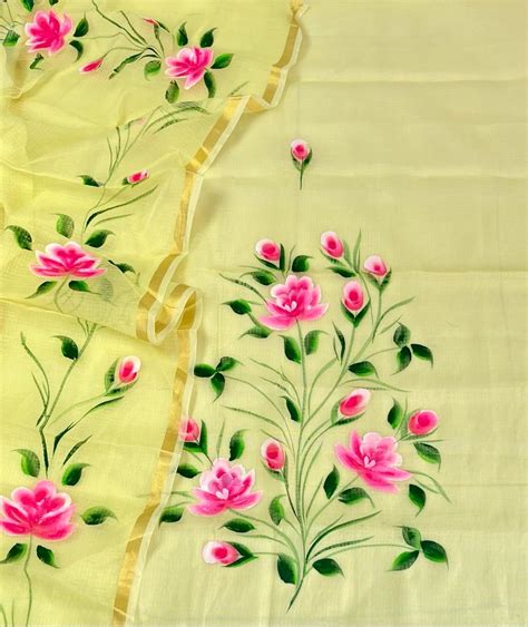 Kota Doria Hand Brush Painted Salwar Suit - Leheriya.com
