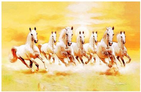 ''vastu Poster'' White 7 Horse vastu Painting, beautiful Seven Horse ...