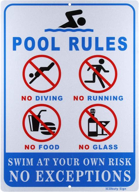 No Lifeguard On Duty Sign Pool Rules Sign No Glass India | Ubuy