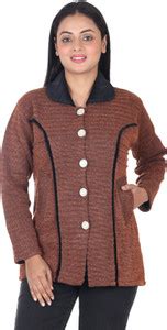 Ninish Self Design Collared Neck Casual Women Brown Sweater - Buy ...
