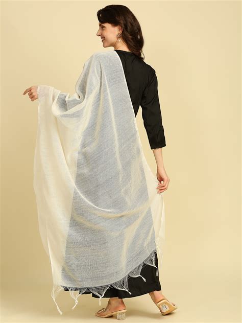 Off White Woven Cotton Dupatta – Dupatta Bazaar