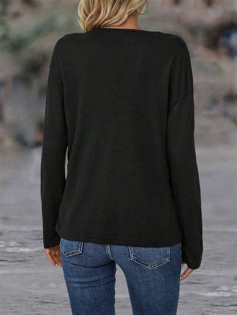 EMERY ROSE Colorblock Button Detail Drop Shoulder Tee Graphic Tees ...