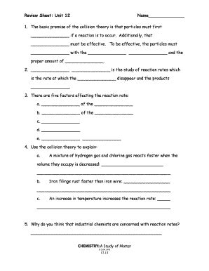 Chemistry A Study Of Matter Review Sheet Unit 12 Answers - Fill and ...
