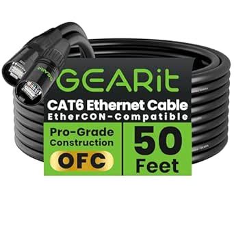 GEARit Shielded CAT6 Ethercon Cable (50 Feet) Professional Audio ...