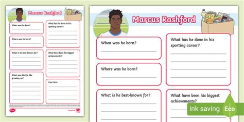 Marcus Rashford Fact File Template (teacher made) - Twinkl