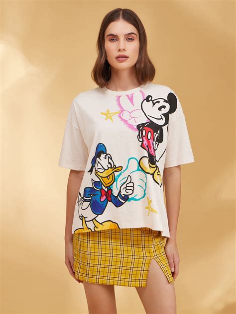 Kazo Oversized Mickey & Donald T-Shirt for Women - Stylish White ...