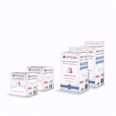Hygiia Hand Sanitizer Gel Box and Hand Sanitizer Wipes Sachet In 50 ...