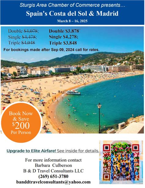 Sturgis Chamber Trip 2025 Spains Costa del Sol & Madrid, 306 W Chicago ...