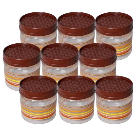 Buy Wonder Plastic Prime Rainbow 800 Round Container, Set of 9, 800 ml ...