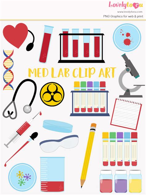 Medical laboratory clip art set blood testing med lab | Etsy