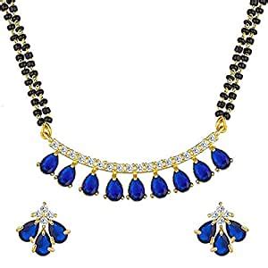 Buy ATTIRE LOCUS American diamond RUBY FOR WEDDING Party wear 18 inch ...