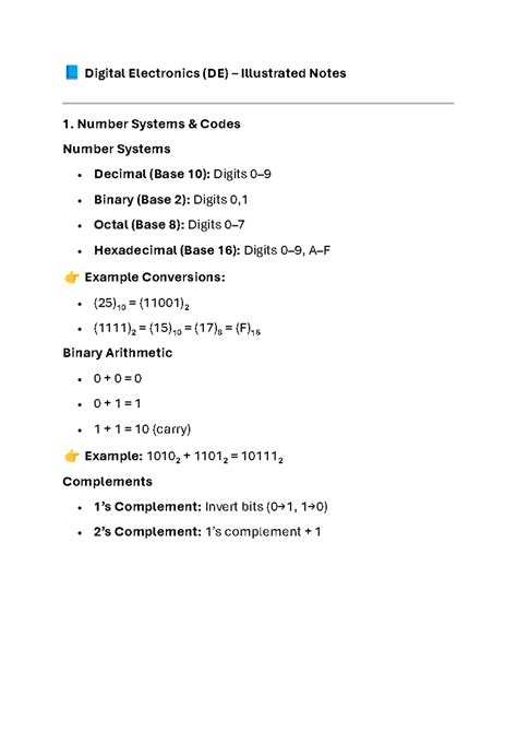 Digital Electronics (DE) Illustrated Notes: Number Systems & Logic ...