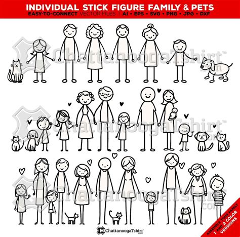 Customizable Stick Figure People & Pets Vector Illustrations. Create ...
