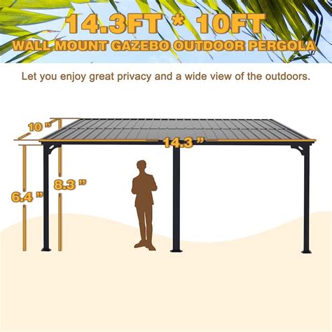VEIKOUS Patio Cover 10-ft x 14-ft Black Aluminum Patio cover ( 20-lb ...