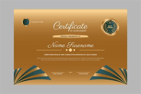 Gold gradient certificate vector | Premium Vector