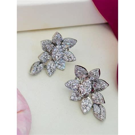 Buy Abdesigns White High Quality Silver Plated American Diamond ...