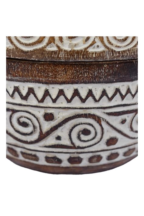 Tribal Hand Carved Timor Style Wooden Bowls With Lids - Style 4 ...