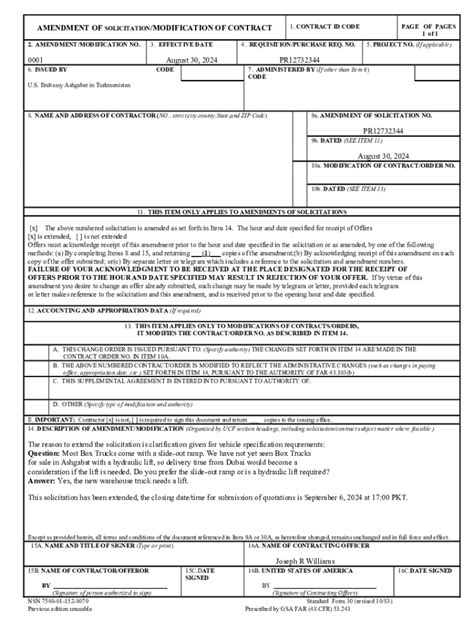 Fillable Online Amendment/modification No. 0001 Fax Email Print - pdfFiller