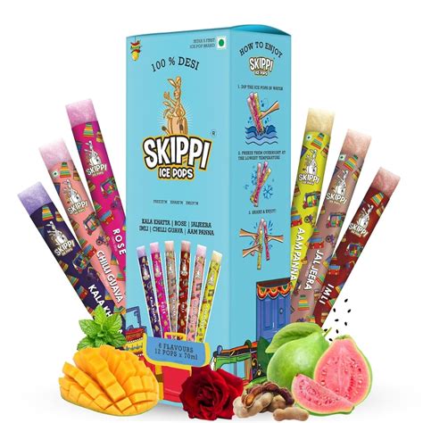 Skippi All Desi Flavour Ice Pops Box - Kala Khatta, Rose, Jaljeera ...
