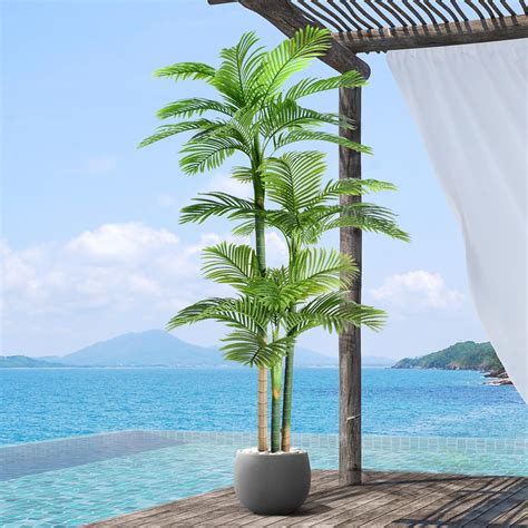 8 5ft Artificial Golden Cane Palm Tree Large Triple Fake | Desertcart INDIA