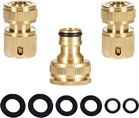 Brass Outdoor Tap Hose Connector Kit(With 3/4 inch&1/2 inch 2in1 Brass ...