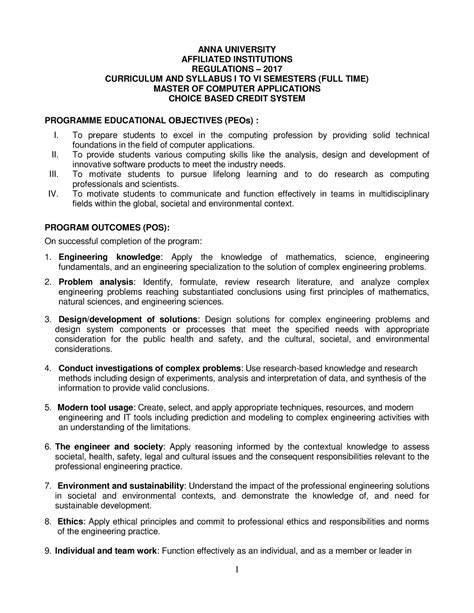 41. MCA - Notes - ANNA UNIVERSITY AFFILIATED INSTITUTIONS REGULATIONS ...