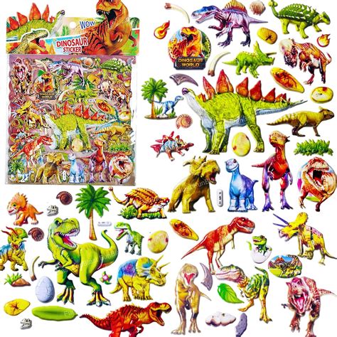 Dinosaur Theme Stickers Set – Kawaii Puffy Stickers for Kids, 3D Stick ...