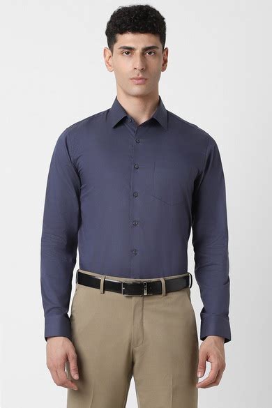 Buy Men Navy Slim Fit Solid Full Sleeves Wedding Shirt Online ...