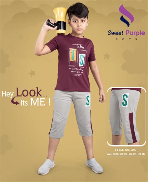 Style Ao7 Sweet Purple Tencil Lycra Boys Capri Night Suit Manufacturer ...