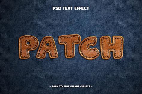 Leather patch on jeans editable text effect | Free PSD