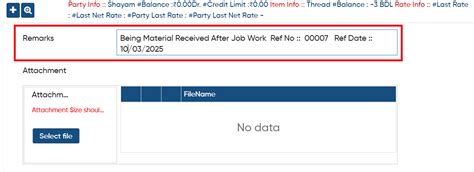 Material Received After Job Work