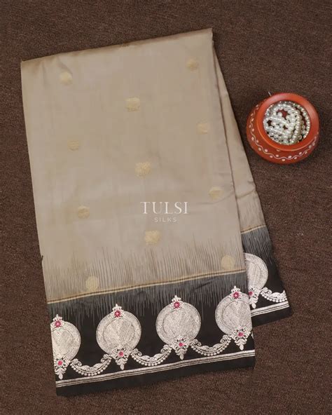 Buy Grey Soft Silk Embroidery Saree T641755
