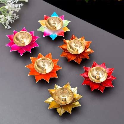 Ascension Handicraft Brass Lotus Diya for Puja Kamal Patti Flower ...