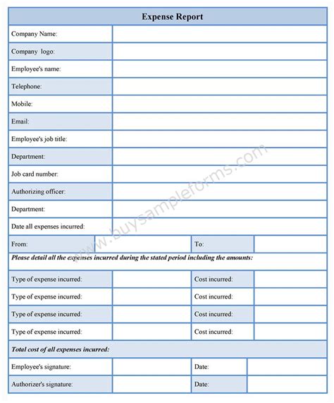 Image result for How to Fill Out Expense Report Form