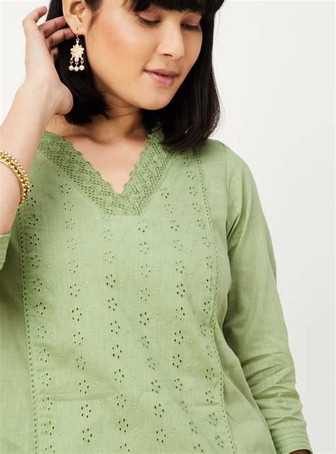 Buy Women Schiffli Straight Kurta Online at just Rs. 699.0 ...