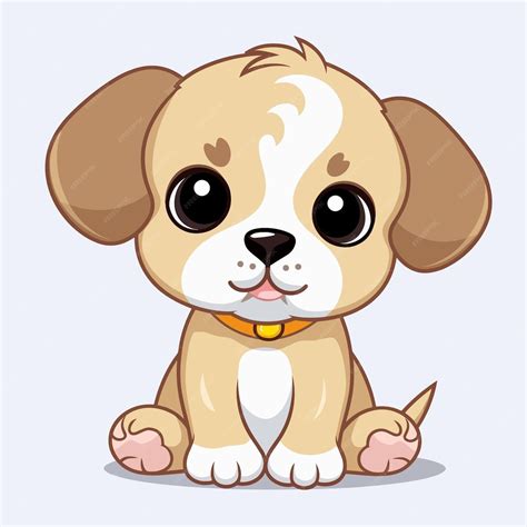 A cute puppy with a yellow collar sits on a white background. | Premium ...