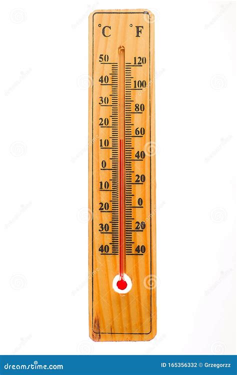 Wooden Thermometer Isolated on White Background. Thermometer Shows Air ...