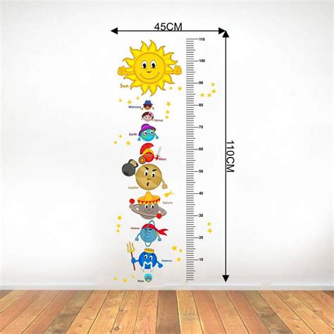 Solar System And Height Measurements Chart For Kids - Kids Room Vinyl ...