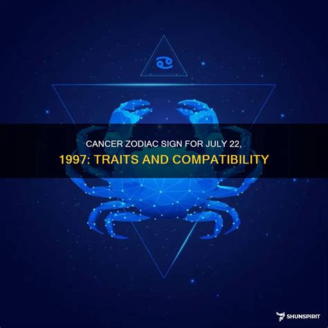 Cancer Zodiac Sign For July 22, 1997: Traits And Compatibility | ShunSpirit